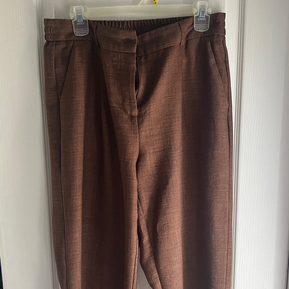 SOHO brown linen look wide leg pants size 8
